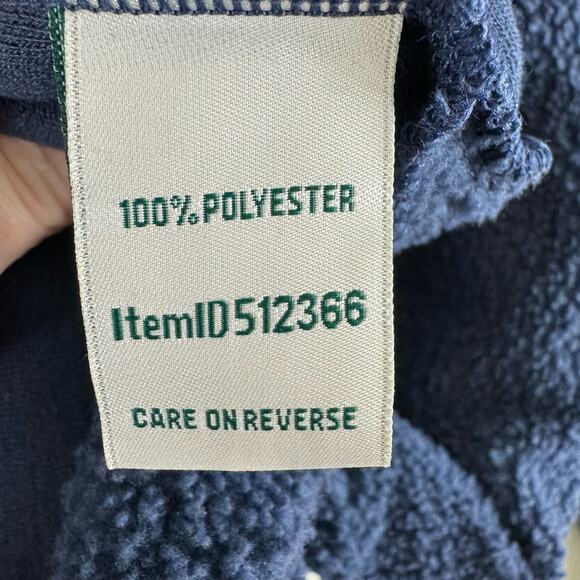 L.L. Bean Navy Blue Mock Neck Fleece Pullover Hand-Warming Pouch Size XS - Picture 5 of 6